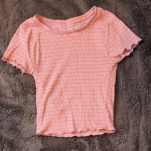Aeropostale Pink and White Striped Crop Top